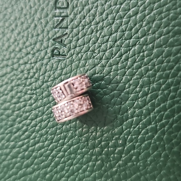 Pandora Silver  Clear Stone Spacer Charms Set Of 2 - Picture 3 of 3